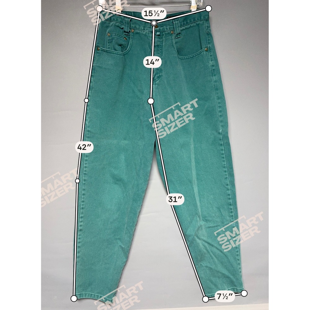 Eddie Bauer Vintage Green Denim High Rise Tapered Mom Jeans Womens 12 - Picture 7 of 7